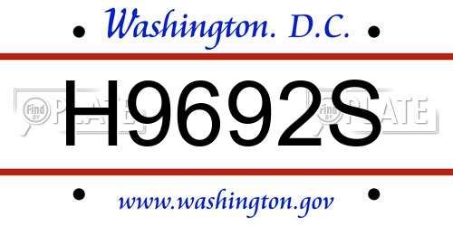 H9692S District Of Columbia License Plate