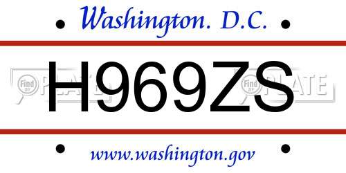 H969ZS District Of Columbia License Plate