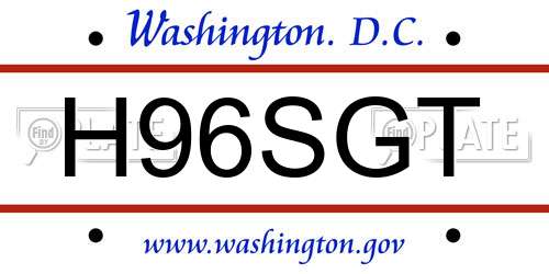 H96SGT District Of Columbia License Plate