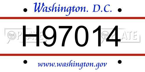 H97014 District Of Columbia License Plate