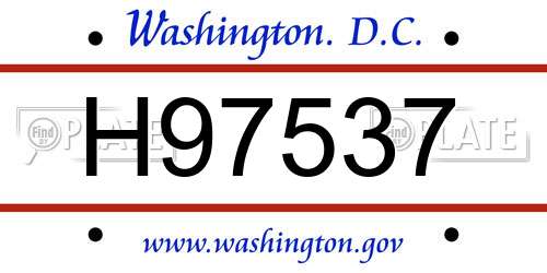 H97537 District Of Columbia License Plate