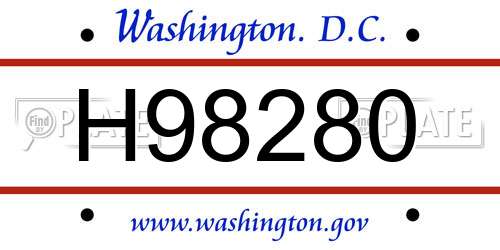 H98280 District Of Columbia License Plate