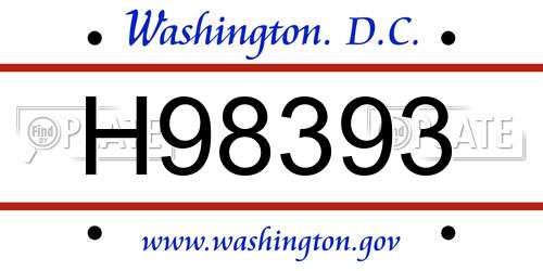 H98393 District Of Columbia License Plate