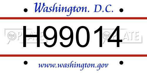 H99014 District Of Columbia License Plate