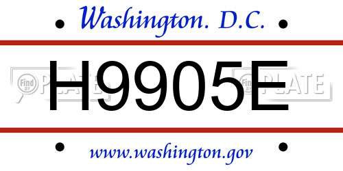 H9905E District Of Columbia License Plate