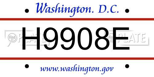 H9908E District Of Columbia License Plate