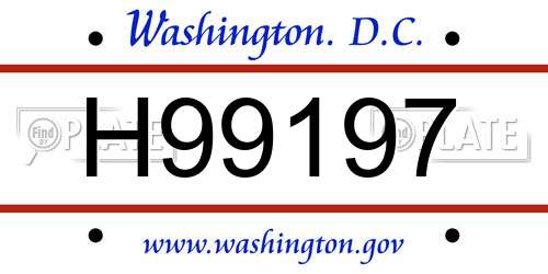 H99197 District Of Columbia License Plate