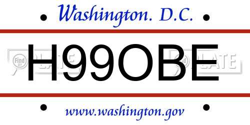 H99OBE District Of Columbia License Plate