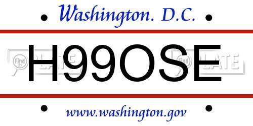 H99OSE District Of Columbia License Plate
