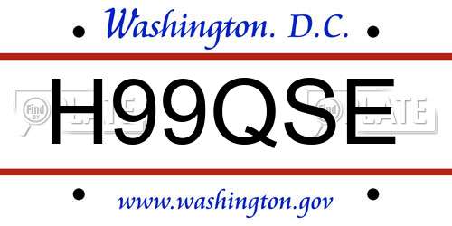 H99QSE District Of Columbia License Plate