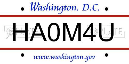 HA0M4U District Of Columbia License Plate
