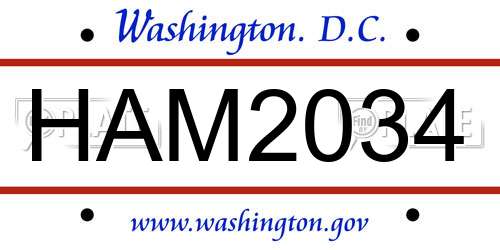 HAM2034 District Of Columbia License Plate