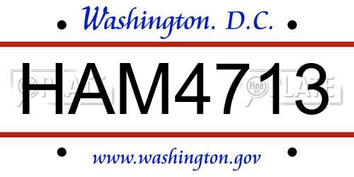 HAM4713 District Of Columbia License Plate