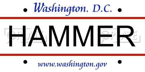 HAMMER District Of Columbia License Plate