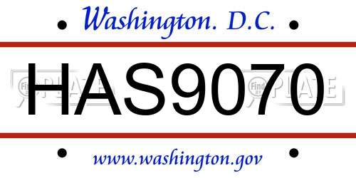 HAS9070 District Of Columbia License Plate