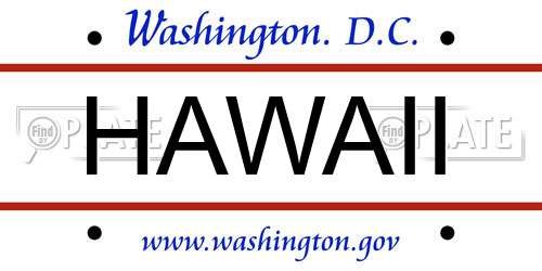 HAWAII District Of Columbia License Plate