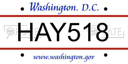 HAY518 District Of Columbia License Plate