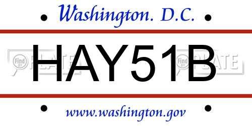 HAY51B District Of Columbia License Plate