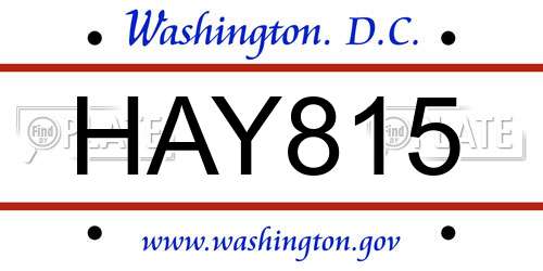 HAY815 District Of Columbia License Plate