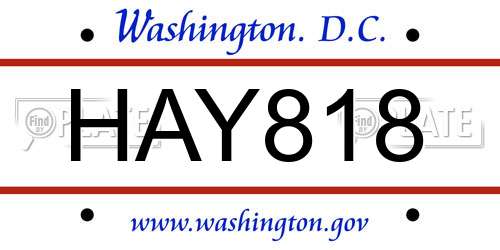 HAY818 District Of Columbia License Plate