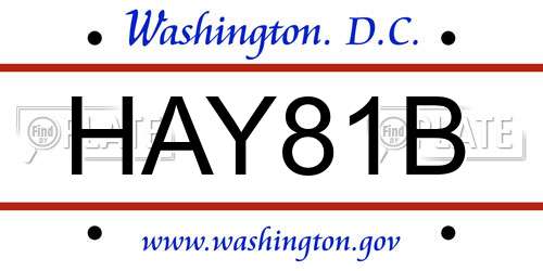 HAY81B District Of Columbia License Plate
