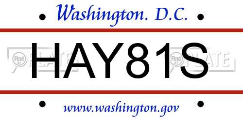 HAY81S District Of Columbia License Plate