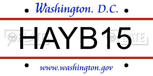 HAYB15 District Of Columbia License Plate
