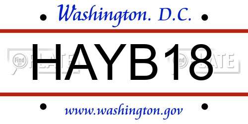 HAYB18 District Of Columbia License Plate
