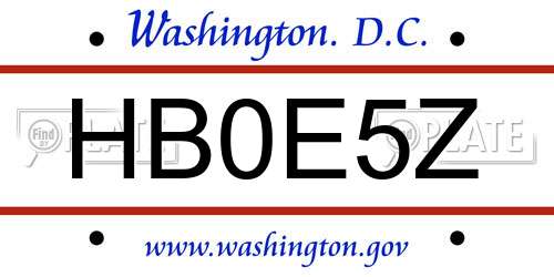 HB0E5Z District Of Columbia License Plate