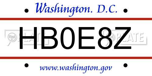 HB0E8Z District Of Columbia License Plate