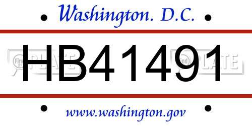 HB41491 District Of Columbia License Plate