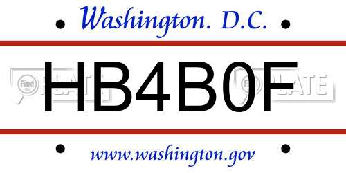 HB4B0F District Of Columbia License Plate