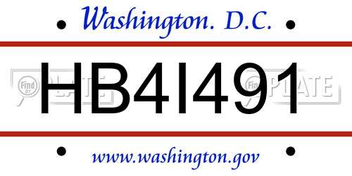 HB4I491 District Of Columbia License Plate