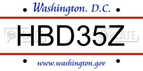 HBD35Z District Of Columbia License Plate