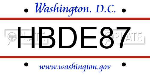 HBDE87 District Of Columbia License Plate