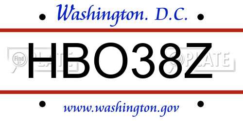 HBO38Z District Of Columbia License Plate