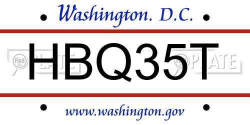 HBQ35T District Of Columbia License Plate