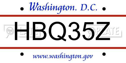 HBQ35Z District Of Columbia License Plate