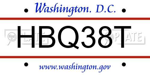 HBQ38T District Of Columbia License Plate