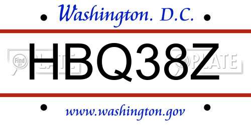 HBQ38Z District Of Columbia License Plate