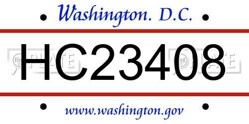 HC23408 District Of Columbia License Plate