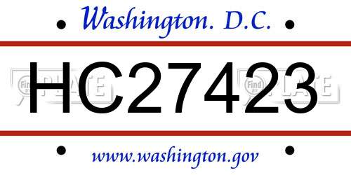 HC27423 District Of Columbia License Plate