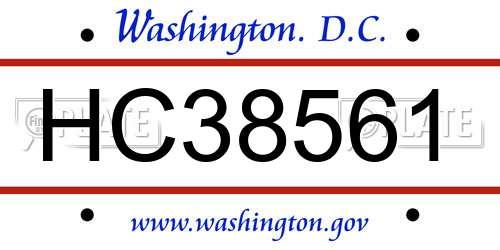 HC38561 District Of Columbia License Plate