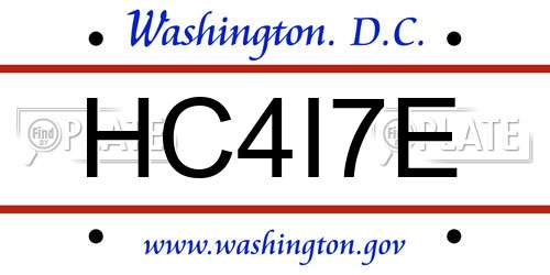 HC4I7E District Of Columbia License Plate