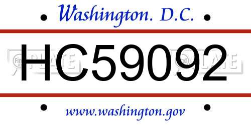 HC59092 District Of Columbia License Plate