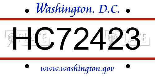 HC72423 District Of Columbia License Plate