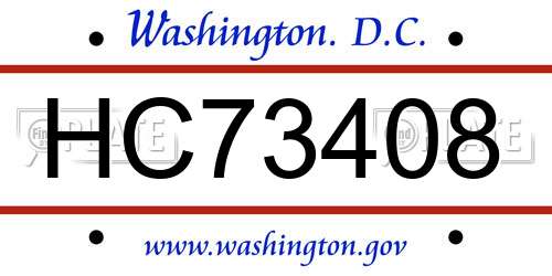 HC73408 District Of Columbia License Plate
