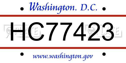 HC77423 District Of Columbia License Plate