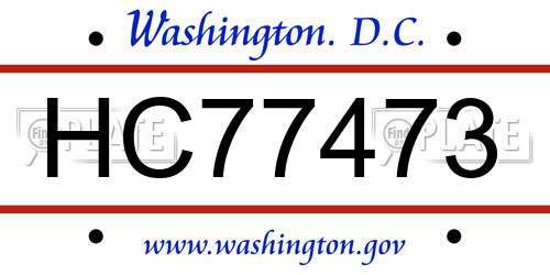 HC77473 District Of Columbia License Plate