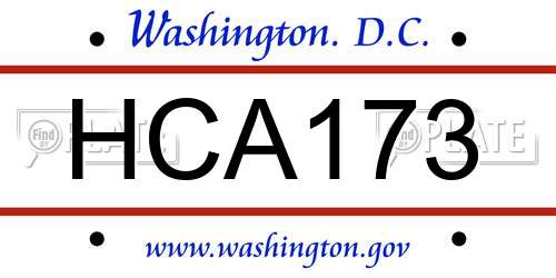 HCA173 District Of Columbia License Plate
